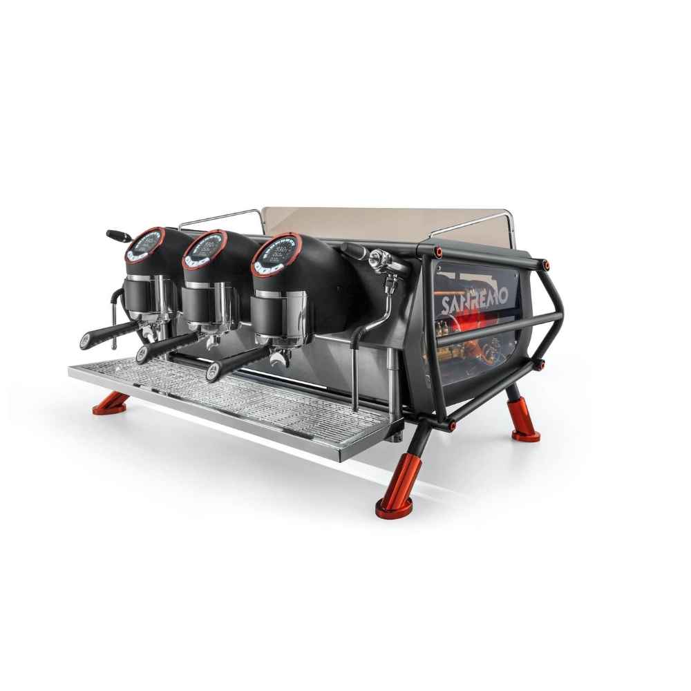 Sanremo Racer Naked Multiboiler Tam Otomatik Espresso Kahve Makinesi, 3 Gruplu, Siyah-Kırmızı